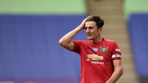 FILE - In this Sunday, July 26, 2020 file photo Manchester United's Harry Maguire reacts during the English Premier League(AP) FILE - In this Sunday, July 26, 2020 file photo Manchester United's Harry Maguire reacts during the English Premier League(AP)