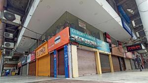 Shops with shutters down in Sector 17 on Day 1 of weekend lockdown in Chandigarh on Saturday.(Ravi Kumar/HT) Shops with shutters down in Sector 17 on Day 1 of weekend lockdown in Chandigarh on Saturday.(Ravi Kumar/HT)