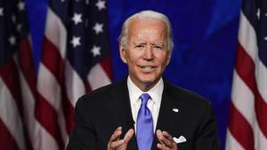 Former Vice President Joe Biden, Democratic presidential nominee, speaks during the Democratic National Convention at the Chase Center in Wilmington, Delaware, US.(Bloomberg) Former Vice President Joe Biden, Democratic presidential nominee, speaks during the Democratic National Convention at the Chase Center in Wilmington, Delaware, US.(Bloomberg)