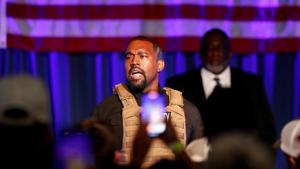 Rapper Kanye West holds his first rally in support of his presidential bid in North Charleston, South Carolina.(REUTERS) Rapper Kanye West holds his first rally in support of his presidential bid in North Charleston, South Carolina.(REUTERS)