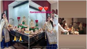 Maanayata Dutt shared clip from their home Ganapati Puja. Maanayata Dutt shared clip from their home Ganapati Puja.