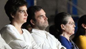AICC general secretary Priyanka Gandhi Vadra, Congress leader Rahul Gandhi and UPA Chairperson Sonia Gandhi in New Delhi on Saturday. (ANI Photo) AICC general secretary Priyanka Gandhi Vadra, Congress leader Rahul Gandhi and UPA Chairperson Sonia Gandhi in New Delhi on Saturday. (ANI Photo)