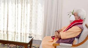 Jammu and Kashmir Lieutenant Governor Manoj Sinha said development projects in the union territory should not be delayed.(ANI) Jammu and Kashmir Lieutenant Governor Manoj Sinha said development projects in the union territory should not be delayed.(ANI)