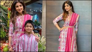 Shilpa Shetty Kundra-Viaan Raj Kundra make heads turn in twinning ethnic-wear.(Instagram/punitbalanaofficial) Shilpa Shetty Kundra-Viaan Raj Kundra make heads turn in twinning ethnic-wear.(Instagram/punitbalanaofficial)
