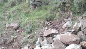 The scene of the landslide in Reasi in which three nomads were killed.(HT PHOTO) The scene of the landslide in Reasi in which three nomads were killed.(HT PHOTO)