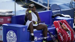 Serena Williams relaxes after winning her match against Arantxa Rus, of the Netherlands, during the second round at the Western & Southern Open tennis tournament Monday, Aug. 24, 2020, in New York. (AP Photo/Frank Franklin II)(AP) Serena Williams relaxes after winning her match against Arantxa Rus, of the Netherlands, during the second round at the Western & Southern Open tennis tournament Monday, Aug. 24, 2020, in New York. (AP Photo/Frank Franklin II)(AP)