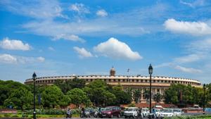 A cloudy afternoon sky over Parliament House, in New Delhi. The Lok Sabha Speaker Om Birla has called a meeting on August 27 to discuss how to prepare for the session.(Amal KS/HT PHOTO) A cloudy afternoon sky over Parliament House, in New Delhi. The Lok Sabha Speaker Om Birla has called a meeting on August 27 to discuss how to prepare for the session.(Amal KS/HT PHOTO)