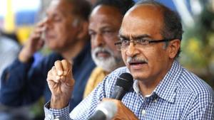 The 2009 case was invoked against Bhushan after he said that half of the past 16 CJIs were corrupt in an interview to Tehelka magazine.(Hindustan Times) The 2009 case was invoked against Bhushan after he said that half of the past 16 CJIs were corrupt in an interview to Tehelka magazine.(Hindustan Times)