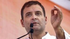 Congress leader Rahul Gandhi gestures during a campaign rally in Nuh district of in this file photo. Gandhi said RBI has “now confirmed” what he has been talking about for months.(PTI Photo) Congress leader Rahul Gandhi gestures during a campaign rally in Nuh district of in this file photo. Gandhi said RBI has “now confirmed” what he has been talking about for months.(PTI Photo)