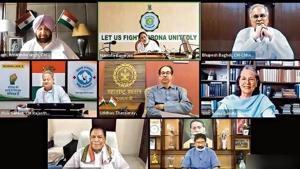 Congress Interim President Sonia Gandhi chairs a virtual meeting with Chief Ministers of 7 states to discuss various issues, in New Delhi, Wednesday, Aug 26, 2020. Congress Interim President Sonia Gandhi chairs a virtual meeting with Chief Ministers of 7 states to discuss various issues, in New Delhi, Wednesday, Aug 26, 2020.