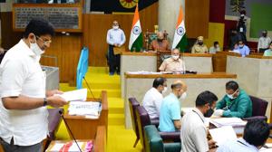 Haryana deputy chief minister Dushyant Chautala during the monsoon assembly session in Chandigarh on Wednesday.(HT PHOTO) Haryana deputy chief minister Dushyant Chautala during the monsoon assembly session in Chandigarh on Wednesday.(HT PHOTO)