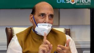 Defence minister Rajnath Singh during the launch of DGNCC Mobile Training App for the benefit of National Cadet Corps cadets to help train themselves during Covid-19 times in New Delhi on Thursday.(PTI File Photo) Defence minister Rajnath Singh during the launch of DGNCC Mobile Training App for the benefit of National Cadet Corps cadets to help train themselves during Covid-19 times in New Delhi on Thursday.(PTI File Photo)