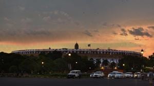Clouds hover over Parliament House during sunset in New Delhi. Lok Sabha speaker Om Birla has called a meeting on Thursday to finalise arrangements to conduct the session during the pandemic.(Arvind Yadav/HT PHOTO) Clouds hover over Parliament House during sunset in New Delhi. Lok Sabha speaker Om Birla has called a meeting on Thursday to finalise arrangements to conduct the session during the pandemic.(Arvind Yadav/HT PHOTO)
