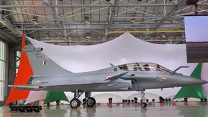 BA view of Rafale Jet at its Dassault Aviation assembly line in Bordeaux, France.(PTI File Photo) BA view of Rafale Jet at its Dassault Aviation assembly line in Bordeaux, France.(PTI File Photo)