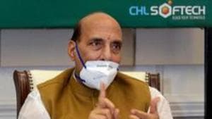 Defence minister Rajnath Singh is monitoring all developments related to the international aerospace and defence exhibition.(PTI) Defence minister Rajnath Singh is monitoring all developments related to the international aerospace and defence exhibition.(PTI)
