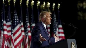 Trump, 74, said that if re-elected the US will win the race to 5G, and build the world’s best cyber and missile defence.(Bloomberg Photo) Trump, 74, said that if re-elected the US will win the race to 5G, and build the world’s best cyber and missile defence.(Bloomberg Photo)