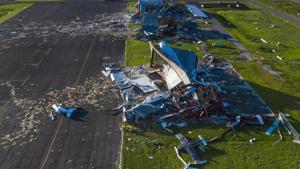 Southland Field airport is seen in the aftermath of Hurricane Laura in Sulphur, Louisiana on August 27, 2020.(Reuters Photo)