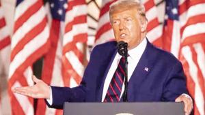 US President Donald Trump speaks during the Republican National Convention.(Bloomberg) US President Donald Trump speaks during the Republican National Convention.(Bloomberg)