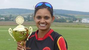 On August 14 Anuradha Doddaballapur became the first woman to take four wickets in four consecutive balls in an International cricket match, during the recently concluded bilateral T20 series between Germany and Austria. Germany won the series 5-0.(Instagram) On August 14 Anuradha Doddaballapur became the first woman to take four wickets in four consecutive balls in an International cricket match, during the recently concluded bilateral T20 series between Germany and Austria. Germany won the series 5-0.(Instagram)