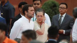Congress’ Rahul Gandhi and his mother Sonia Gandhi.(REUTERS) Congress’ Rahul Gandhi and his mother Sonia Gandhi.(REUTERS)