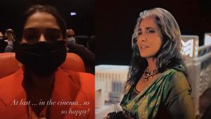 Sonam Kapoor shared a glimpse of her movie outing in London on Instagram. Sonam Kapoor shared a glimpse of her movie outing in London on Instagram.