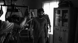 Dhruv Vikram on a film set. Dhruv Vikram on a film set.