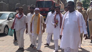 Prakash Ambedkar (in yellow scarf) with his supporters in Pandharpur.(https://twitter.com/Prksh_Ambedkar) Prakash Ambedkar (in yellow scarf) with his supporters in Pandharpur.(https://twitter.com/Prksh_Ambedkar)
