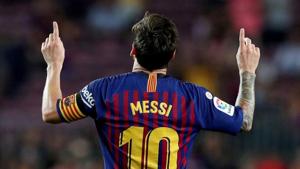 FILE PHOTO: Soccer Football - La Liga Santander - FC Barcelona v Alaves - Camp Nou, Barcelona, Spain - August 18, 2018 Barcelona's Lionel Messi celebrates scoring their third goal REUTERS/Albert Gea/File Photo(REUTERS) FILE PHOTO: Soccer Football - La Liga Santander - FC Barcelona v Alaves - Camp Nou, Barcelona, Spain - August 18, 2018 Barcelona's Lionel Messi celebrates scoring their third goal REUTERS/Albert Gea/File Photo(REUTERS)