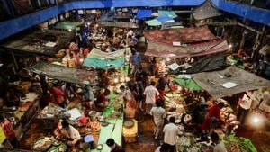 People shop for fish at a market in Kolkata. India’s economy had grown at 3.1% in the January-March quarter, its slowest pace in at least eight years.(AP) People shop for fish at a market in Kolkata. India’s economy had grown at 3.1% in the January-March quarter, its slowest pace in at least eight years.(AP)