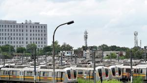 Metro trains parked at Timarpur yard, in New Delhi.(PTI/Representative Image) Metro trains parked at Timarpur yard, in New Delhi.(PTI/Representative Image)