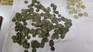 Some 17 silver and 287 bronze coins were found from the site and deposited in the Safipur treasury. (Photo: Sourced) Some 17 silver and 287 bronze coins were found from the site and deposited in the Safipur treasury. (Photo: Sourced)