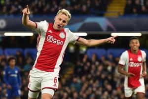 File photo of former Ajax midfielder Donny Van de Beek who completed a transfer to Manchester United.(AFP) File photo of former Ajax midfielder Donny Van de Beek who completed a transfer to Manchester United.(AFP)