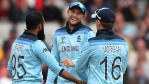 England's Adil Rashid celebrates with Joe Root and Eoin Morgan.(Action Images via Reuters) England's Adil Rashid celebrates with Joe Root and Eoin Morgan.(Action Images via Reuters)
