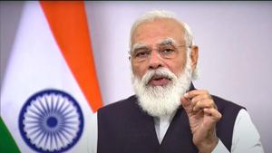 Prime Minister Narendra Modi addresses at the third leadership summit of US India Strategic and Partnership Forum (USISPF), via video conference in New Delhi.(PTI) Prime Minister Narendra Modi addresses at the third leadership summit of US India Strategic and Partnership Forum (USISPF), via video conference in New Delhi.(PTI)