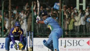 MS Dhoni during his innings of 183 against Sri Lanka in Jaipur, 2005.(Getty Images) MS Dhoni during his innings of 183 against Sri Lanka in Jaipur, 2005.(Getty Images)