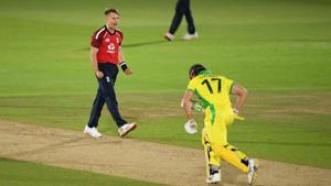 England’s Tom Curran defended 15 runs off the final over as England edged Australia by two runs in a last-ball thriller. (Image Credit: ICC) England’s Tom Curran defended 15 runs off the final over as England edged Australia by two runs in a last-ball thriller. (Image Credit: ICC)
