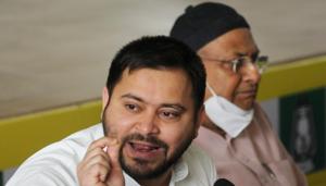 RJD Rashtriya Janta Dal party leader Tejaswi Yadav speaking to media at the party office in Patna, Bihar, India on Saturday September 5, 2020.(AP Dube/Hindustan Times) RJD Rashtriya Janta Dal party leader Tejaswi Yadav speaking to media at the party office in Patna, Bihar, India on Saturday September 5, 2020.(AP Dube/Hindustan Times)