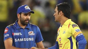 HYDERABAD, INDIA - MAY 12: Rohit Sharma of the Mumbai Indians and MS Dhoni of the Chennai Super Kings(Getty Images) HYDERABAD, INDIA - MAY 12: Rohit Sharma of the Mumbai Indians and MS Dhoni of the Chennai Super Kings(Getty Images)