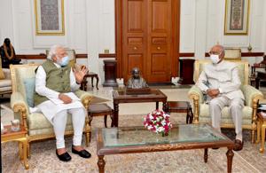 Prime Minister Narendra Modi and President Ram Nath Kovind are seen at Rashtrapati Bhavan in New Delhi in this file photo.(ANI Photo) Prime Minister Narendra Modi and President Ram Nath Kovind are seen at Rashtrapati Bhavan in New Delhi in this file photo.(ANI Photo)