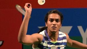 PV Sindhu in action against Mugdha Agrey of India during India Open 2019.(Mohd Zakir/HT PHOTO) PV Sindhu in action against Mugdha Agrey of India during India Open 2019.(Mohd Zakir/HT PHOTO)