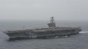 In this photo released by the US Navy, the aircraft carrier USS Nimitz transits the Arabian Sea.(AP) In this photo released by the US Navy, the aircraft carrier USS Nimitz transits the Arabian Sea.(AP)