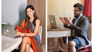 Blogger Karishma Yadav and marketing professional Dhruv in their makeshift satorial style Blogger Karishma Yadav and marketing professional Dhruv in their makeshift satorial style