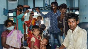 Chhattisgarh migrants board a special train in Ajmer, Rajasthan, to reach their native places, in June this year.(PTI) Chhattisgarh migrants board a special train in Ajmer, Rajasthan, to reach their native places, in June this year.(PTI)