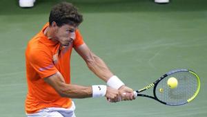 New York:Pablo Carreno Busta, of Spain, returns to Denis Shapovalov, of Canada, during the quarterfinal round of the US Open tennis championships, Tuesday, Sept. 8, 2020, in New York.(AP) New York:Pablo Carreno Busta, of Spain, returns to Denis Shapovalov, of Canada, during the quarterfinal round of the US Open tennis championships, Tuesday, Sept. 8, 2020, in New York.(AP)