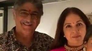 Neena Gupta poses with her husband Vivek Mehra. Neena Gupta poses with her husband Vivek Mehra.