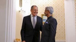 Foreign minister S Jaishankar and Russian counterpart S Lavrov meet at the sidelines of the SCO.(@RusEmbIndia/Twitter) Foreign minister S Jaishankar and Russian counterpart S Lavrov meet at the sidelines of the SCO.(@RusEmbIndia/Twitter)