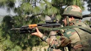 Indian soldiers during an exchange of fire with Pakistani troops near the Line of Control in Nowshera sector of Rajouri near Jammu.(PTI FILE PHOTO) Indian soldiers during an exchange of fire with Pakistani troops near the Line of Control in Nowshera sector of Rajouri near Jammu.(PTI FILE PHOTO)