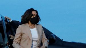 Democratic US vice presidential nominee Senator Kamala Harris leaves the car to get on a plane at the airport, after attending a Community Conversation with African-American Leaders, in Miami, Florida.(REUTERS) Democratic US vice presidential nominee Senator Kamala Harris leaves the car to get on a plane at the airport, after attending a Community Conversation with African-American Leaders, in Miami, Florida.(REUTERS)