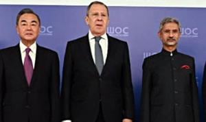 External Affairs Minister Dr S Jaishankar along with his Russian and Chinese counterpart Sergei Lavrov and Wang Yi at the formal opening of the meeting of the Foreign Ministers of the Shanghai Cooperation Organization in Moscow.(ANI) External Affairs Minister Dr S Jaishankar along with his Russian and Chinese counterpart Sergei Lavrov and Wang Yi at the formal opening of the meeting of the Foreign Ministers of the Shanghai Cooperation Organization in Moscow.(ANI)