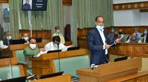 Chief minister Jai Ram Thakur addressing the House at the Vidhan Sabha in Shimla on Friday.(HT Photo) Chief minister Jai Ram Thakur addressing the House at the Vidhan Sabha in Shimla on Friday.(HT Photo)
